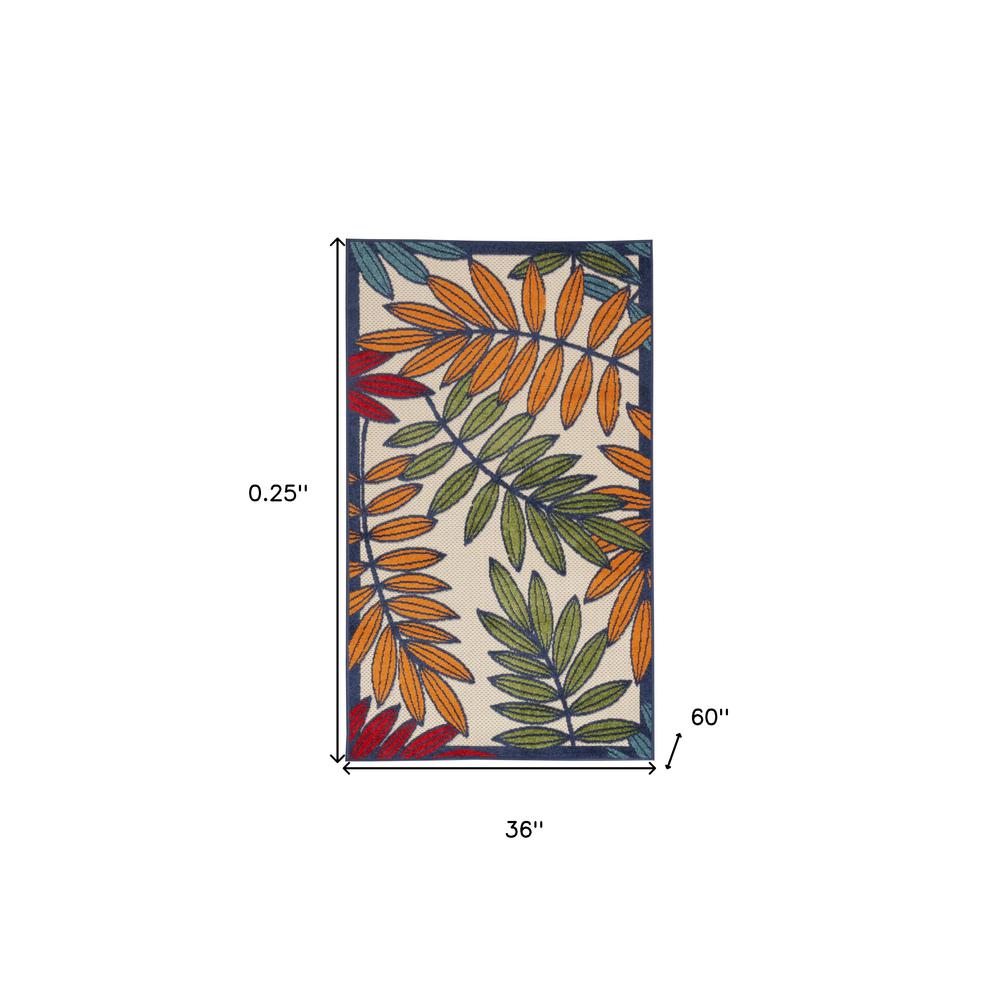 3' X 5' Orange And Red Floral Non Skid Indoor Outdoor Area Rug. Picture 5