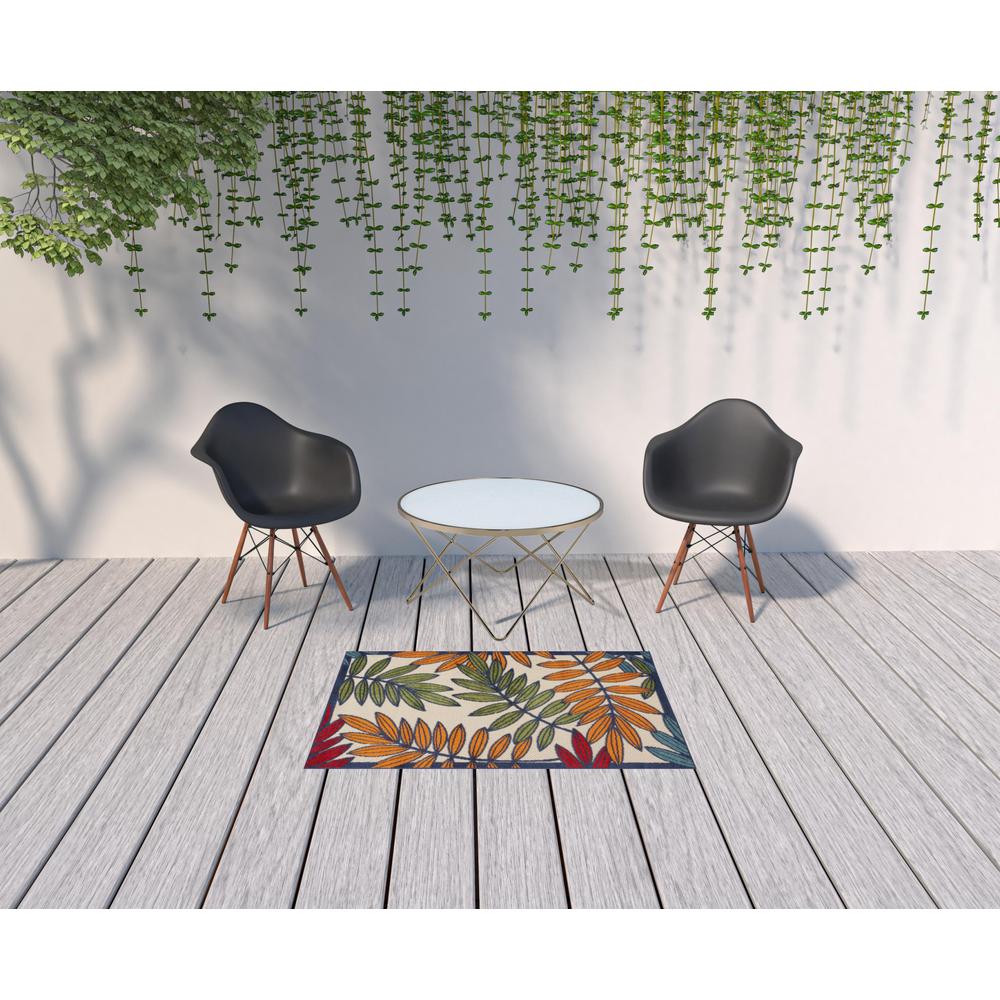 3' X 5' Orange And Red Floral Non Skid Indoor Outdoor Area Rug. Picture 2