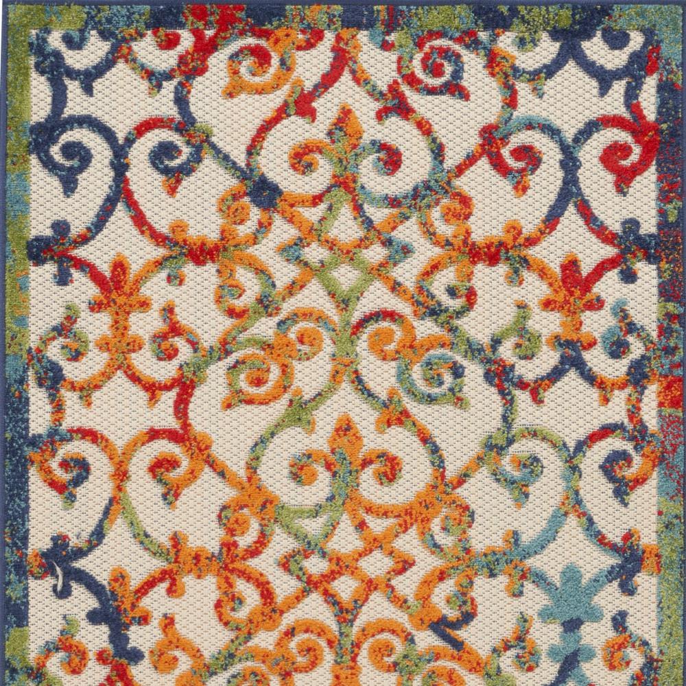 3' X 5' Orange Blue And Green Damask Non Skid Indoor Outdoor Area Rug. Picture 4
