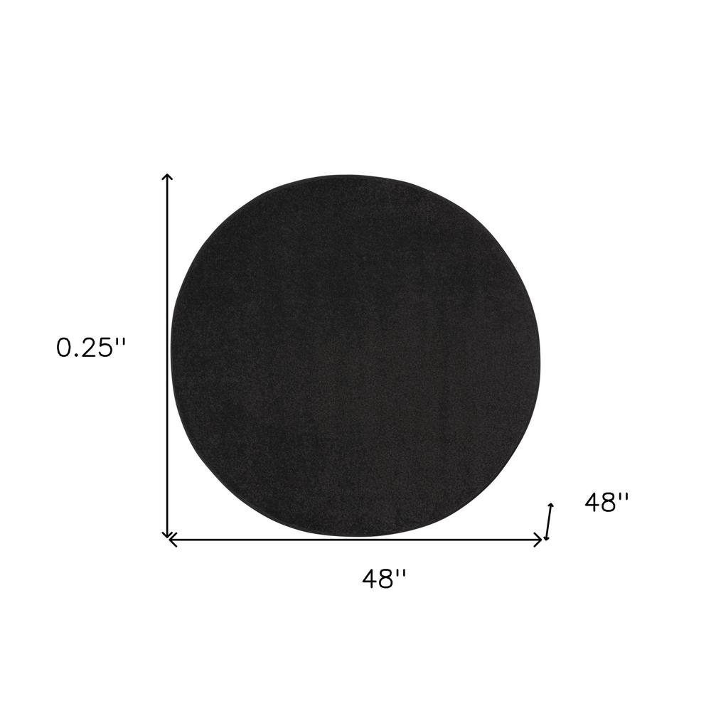 4' X 4' Black Round Non Skid Indoor Outdoor Area Rug. Picture 5