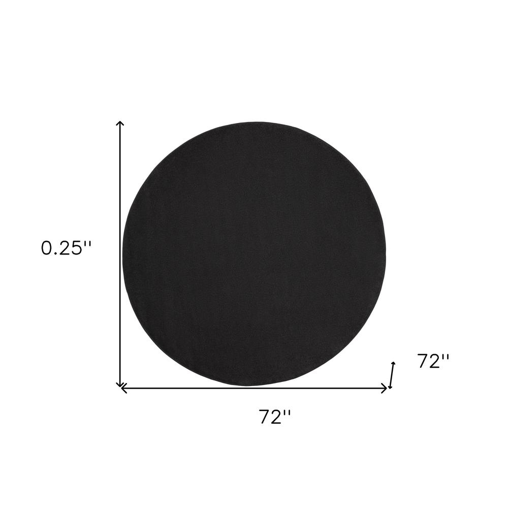 6' X 6' Black Round Non Skid Indoor Outdoor Area Rug. Picture 5