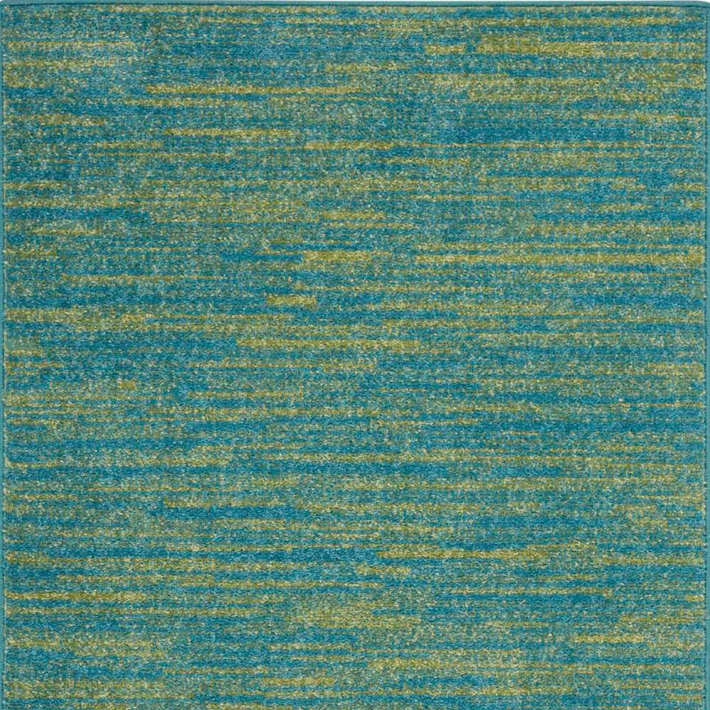 2' X 4' Blue And Green Striped Non Skid Indoor Outdoor Runner Rug. Picture 4