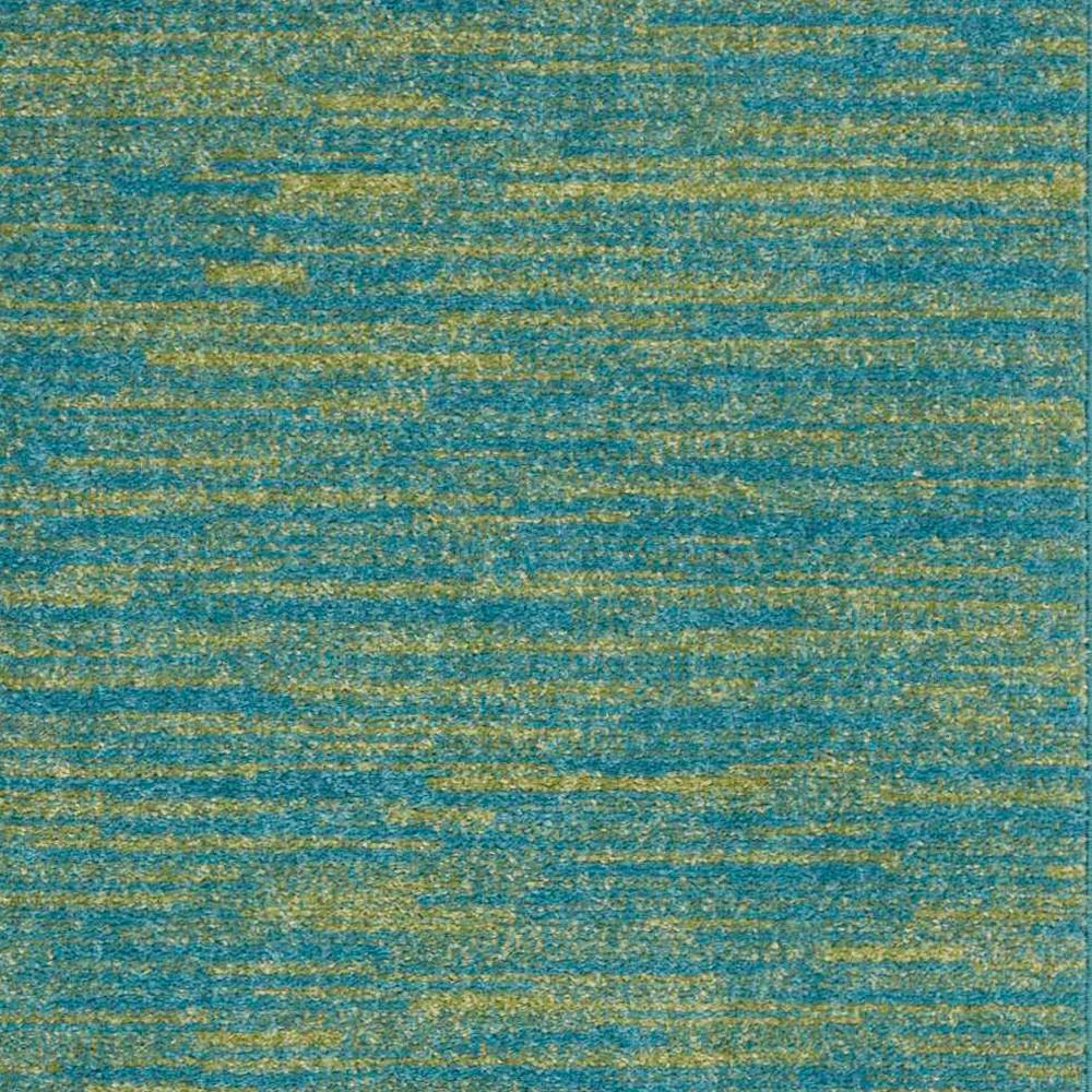 2' X 4' Blue And Green Striped Non Skid Indoor Outdoor Runner Rug. Picture 5