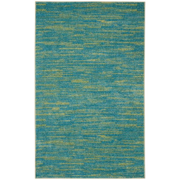 3' X 5' Blue And Green Striped Non Skid Indoor Outdoor Area Rug. Picture 3