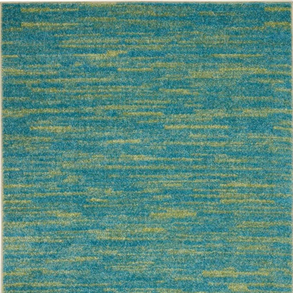 3' X 5' Blue And Green Striped Non Skid Indoor Outdoor Area Rug. Picture 4