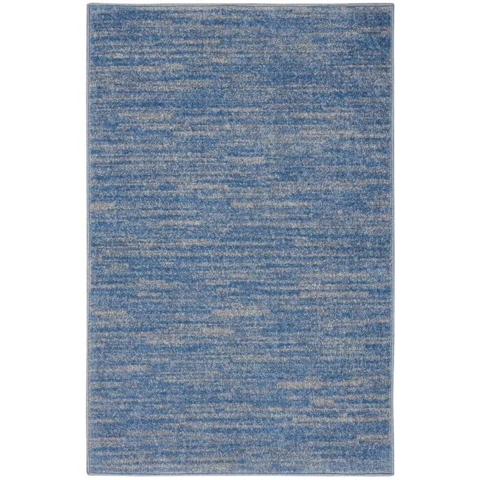 2' X 4' Blue And Grey Striped Non Skid Indoor Outdoor Runner Rug. Picture 3