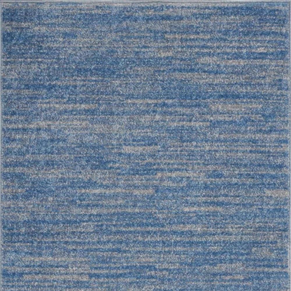 2' X 4' Blue And Grey Striped Non Skid Indoor Outdoor Runner Rug. Picture 4