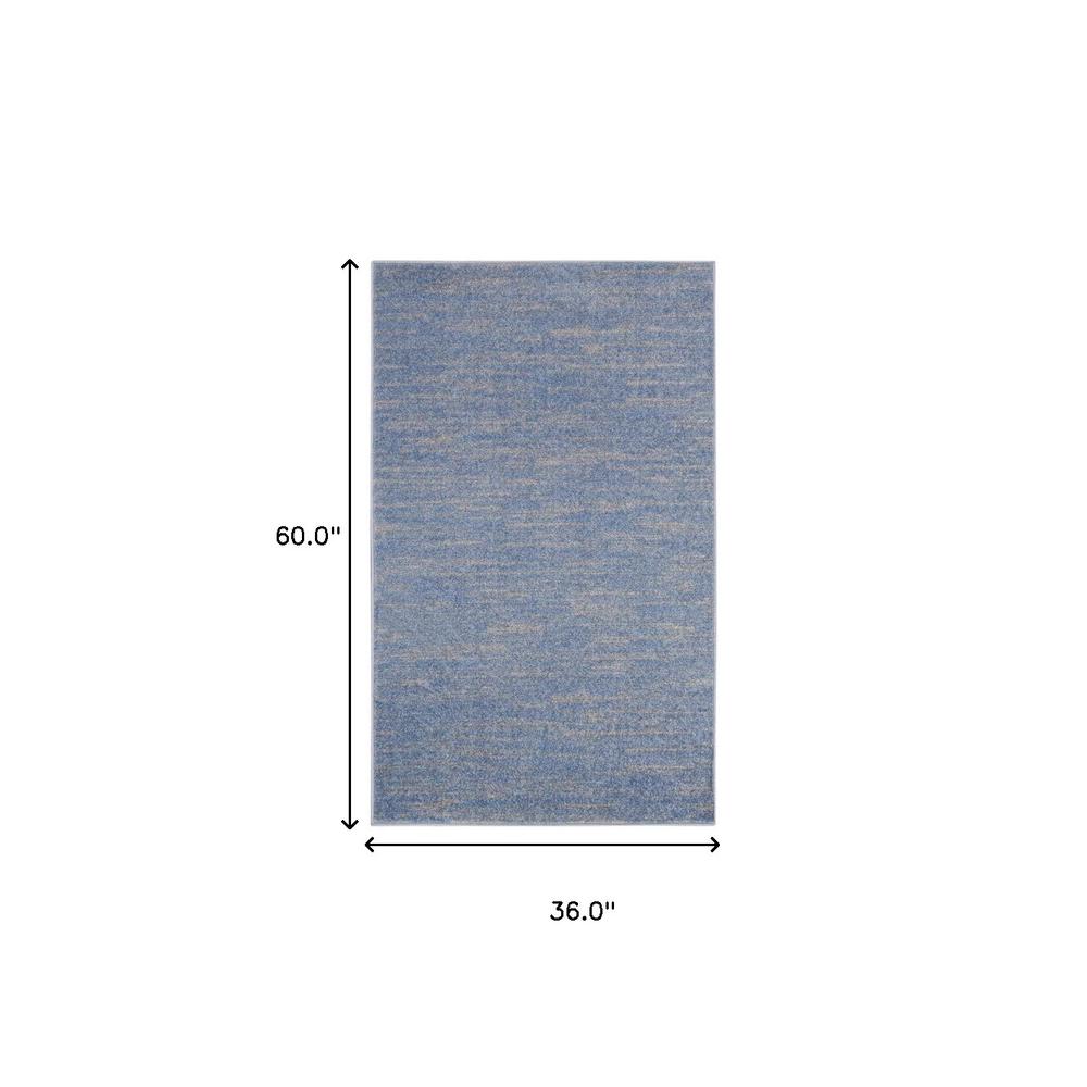 3' X 5' Blue And Grey Striped Non Skid Indoor Outdoor Area Rug. Picture 6