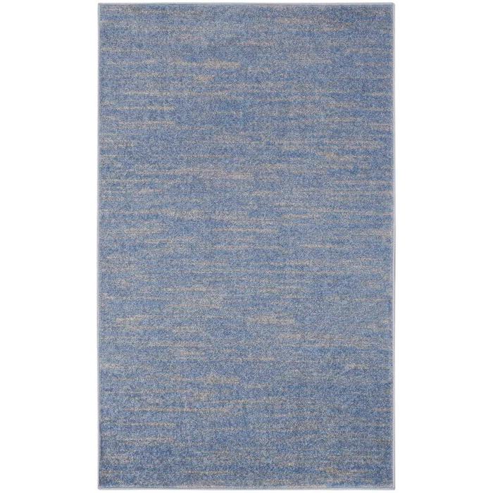 3' X 5' Blue And Grey Striped Non Skid Indoor Outdoor Area Rug. Picture 3