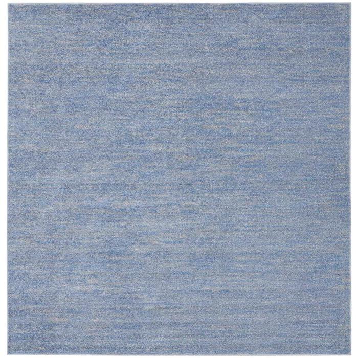 5' X 5' Blue And Grey Square Striped Non Skid Indoor Outdoor Area Rug. Picture 1