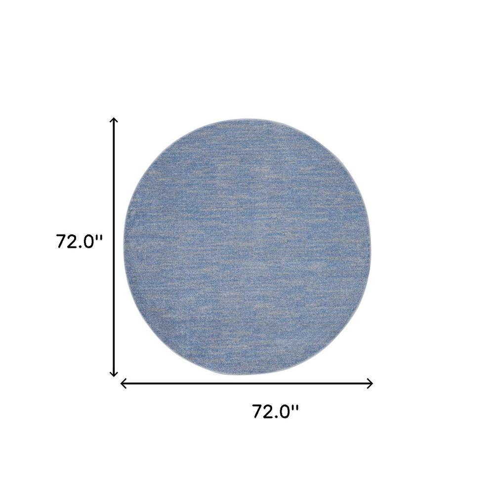 6' X 6' Blue And Grey Round Striped Non Skid Indoor Outdoor Area Rug. Picture 6