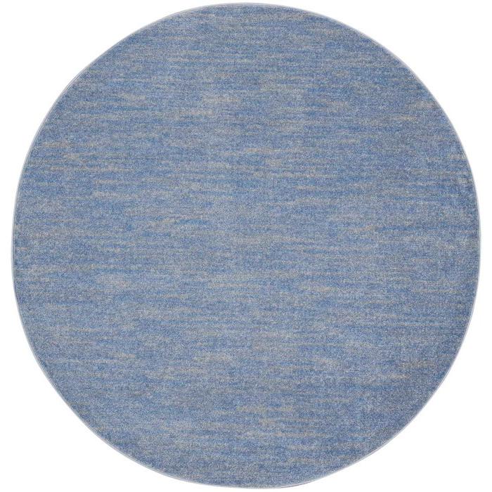 6' X 6' Blue And Grey Round Striped Non Skid Indoor Outdoor Area Rug. Picture 3