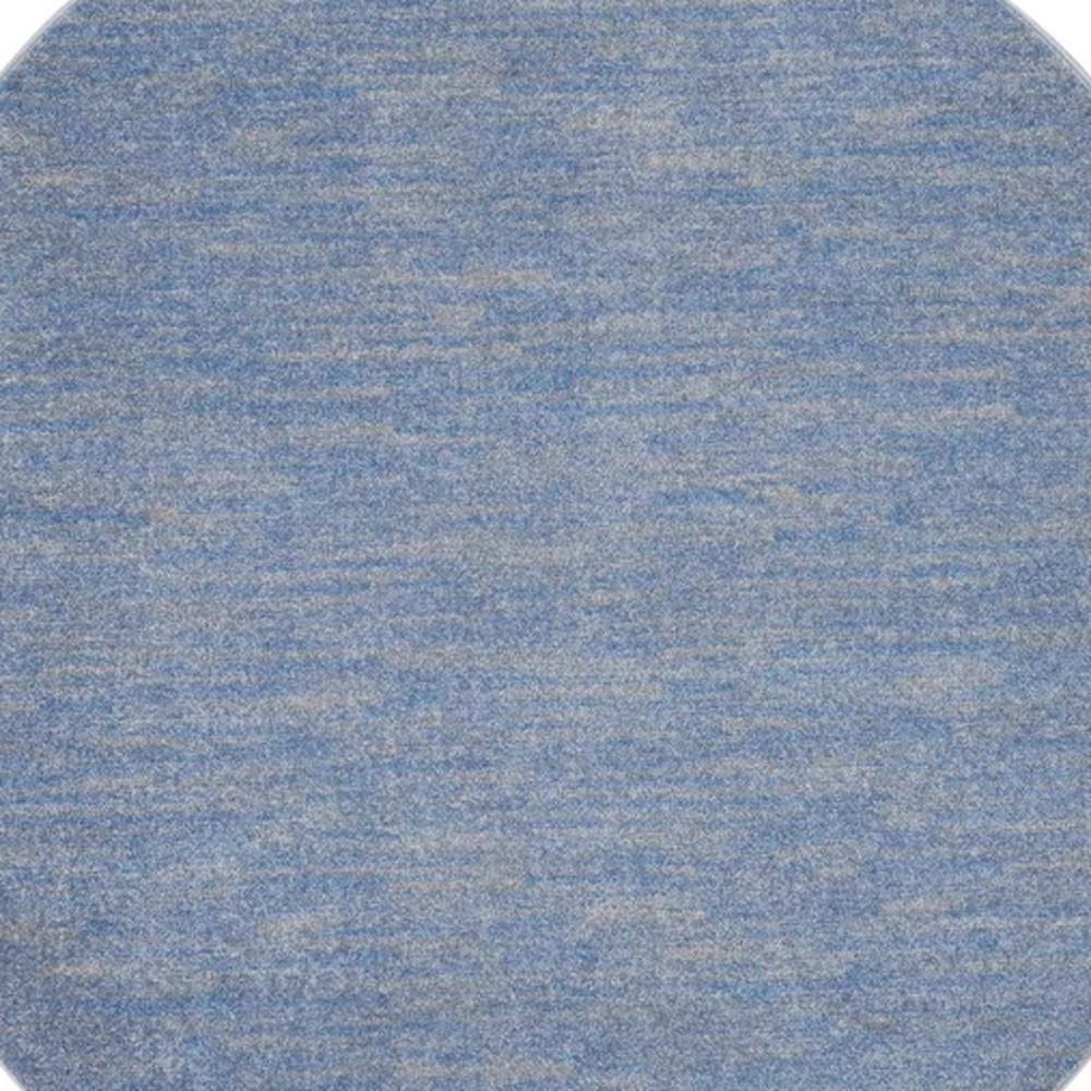 6' X 6' Blue And Grey Round Striped Non Skid Indoor Outdoor Area Rug. Picture 5