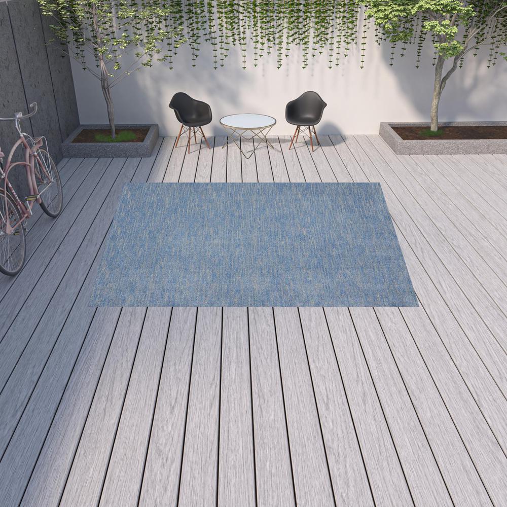 9' X 12' Blue And Grey Striped Non Skid Indoor Outdoor Area Rug. Picture 2