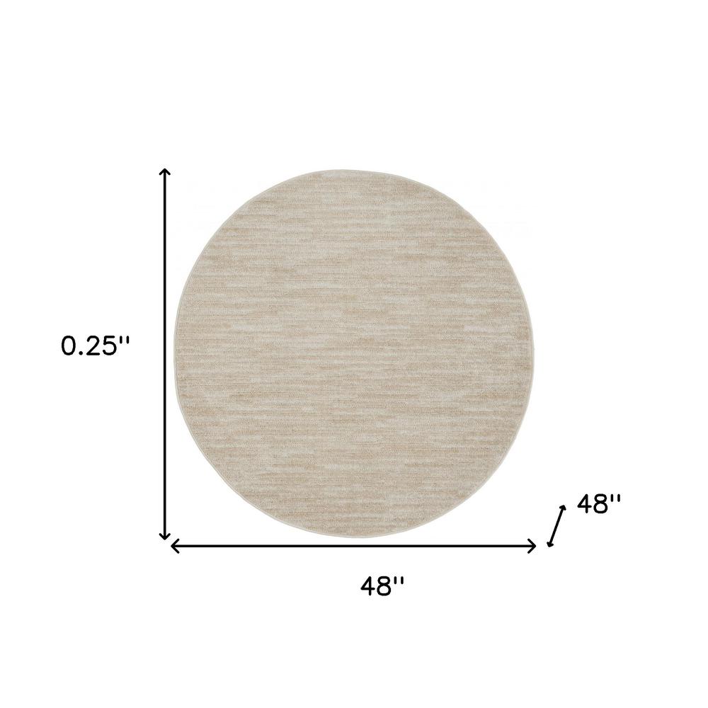 4' X 4' Ivory And Beige Round Non Skid Indoor Outdoor Area Rug. Picture 5