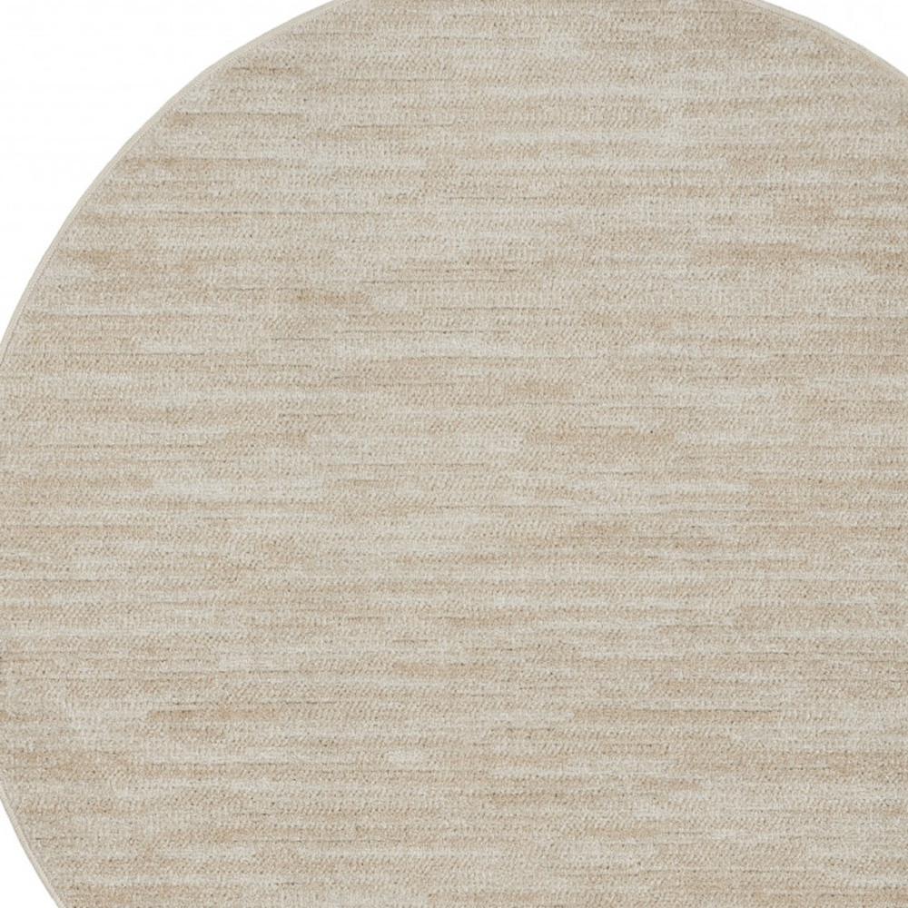 4' X 4' Ivory And Beige Round Non Skid Indoor Outdoor Area Rug. Picture 3