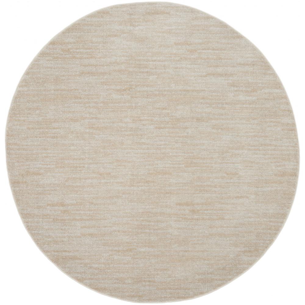 6' X 6' Ivory And Beige Round Non Skid Indoor Outdoor Area Rug. Picture 1