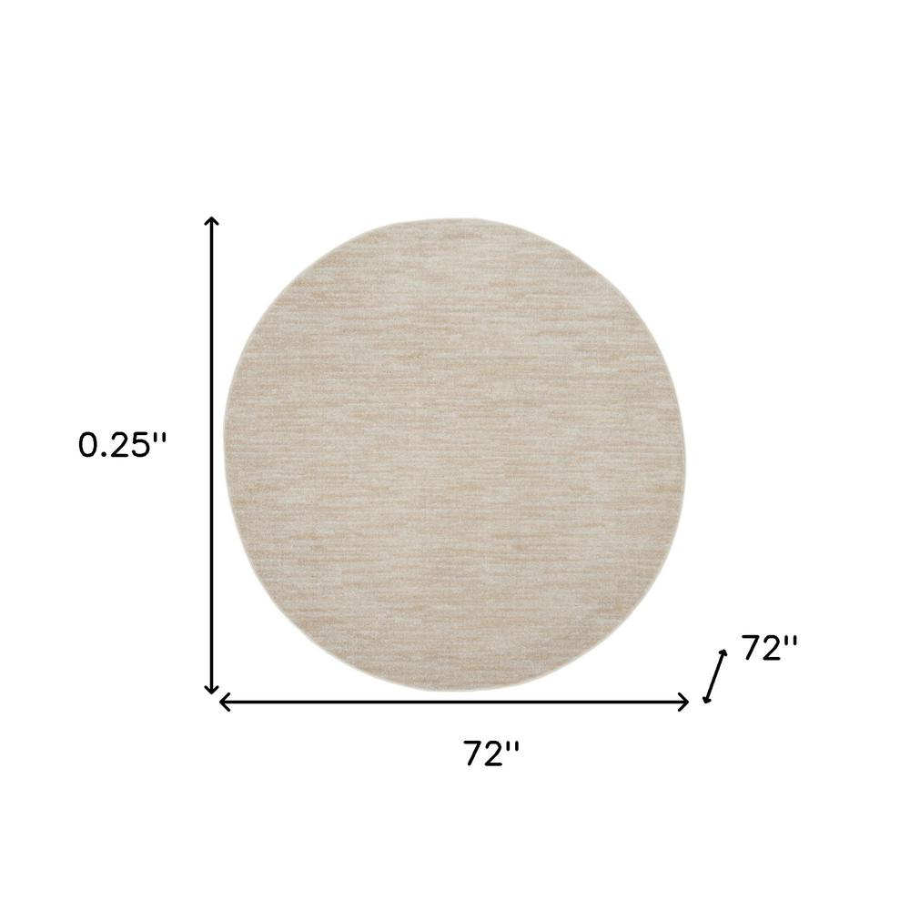 6' X 6' Ivory And Beige Round Non Skid Indoor Outdoor Area Rug. Picture 5