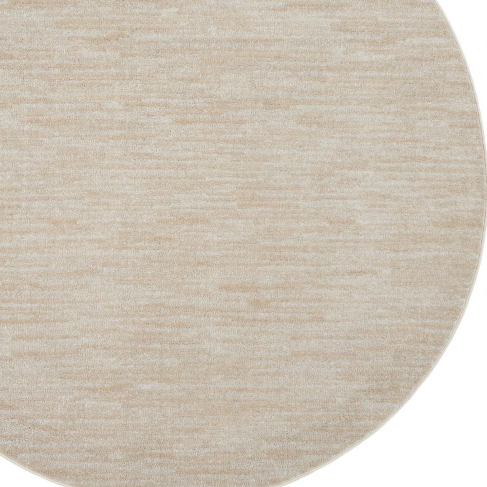 6' X 6' Ivory And Beige Round Non Skid Indoor Outdoor Area Rug. Picture 3