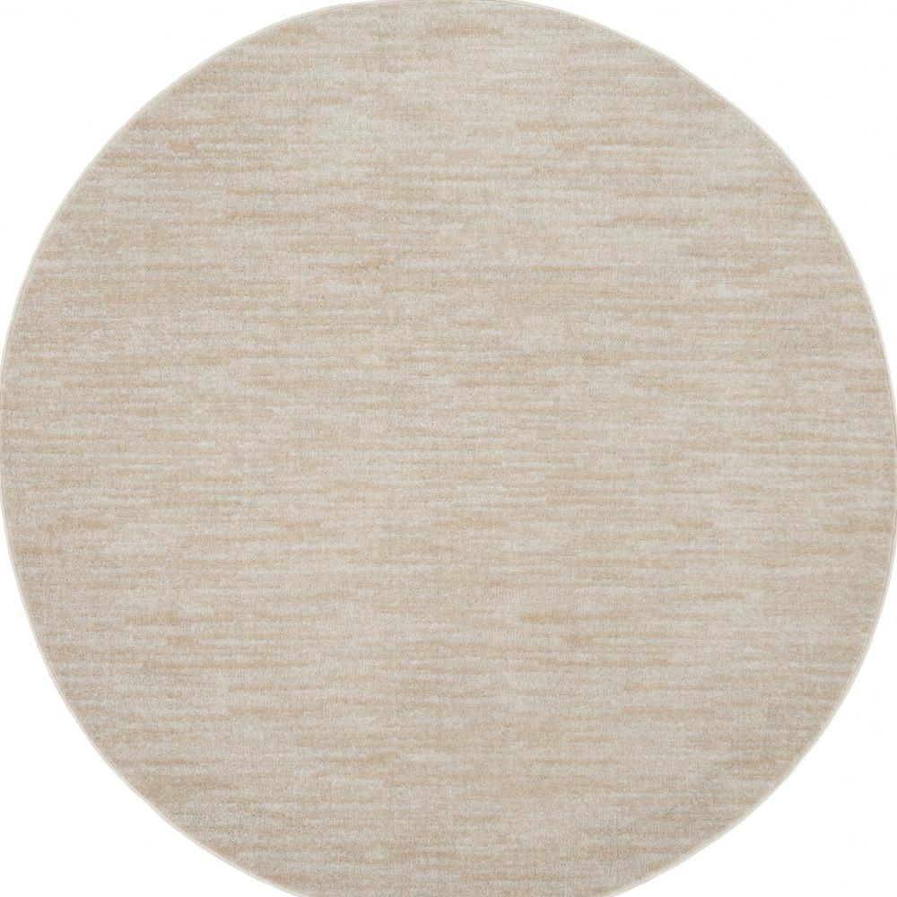 6' X 6' Ivory And Beige Round Non Skid Indoor Outdoor Area Rug. Picture 4