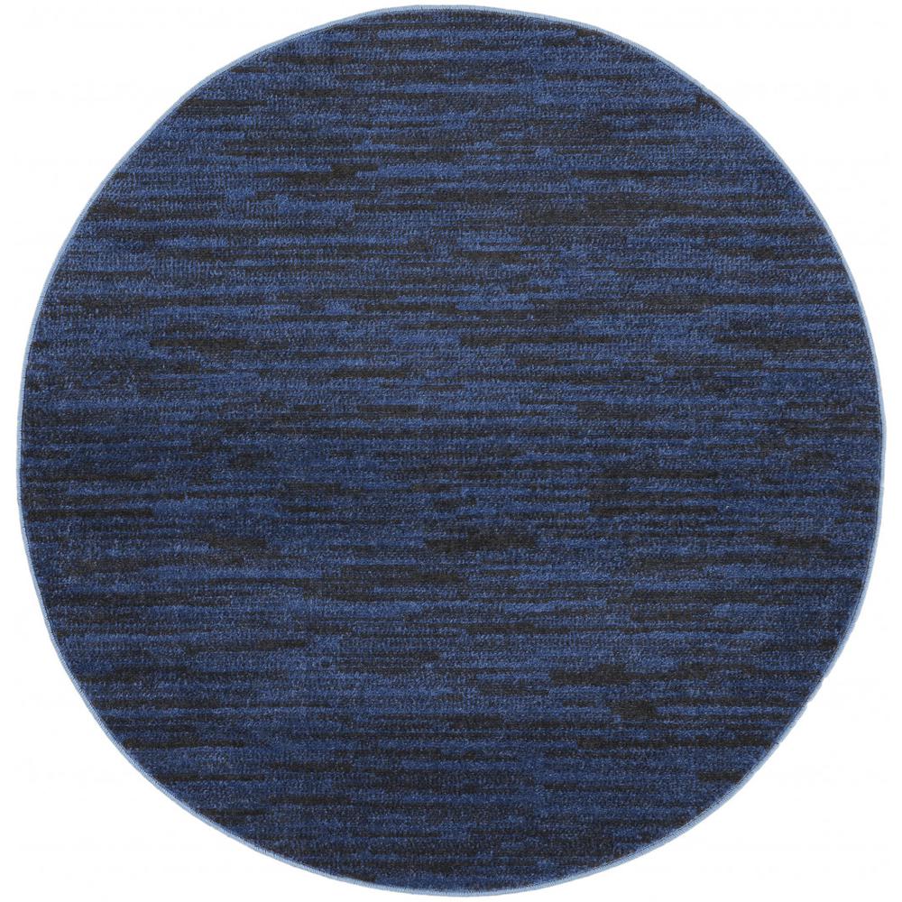 4' X 4' Midnight Blue Round Non Skid Indoor Outdoor Area Rug. Picture 1