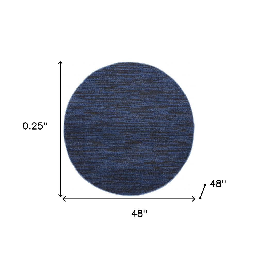 4' X 4' Midnight Blue Round Non Skid Indoor Outdoor Area Rug. Picture 5