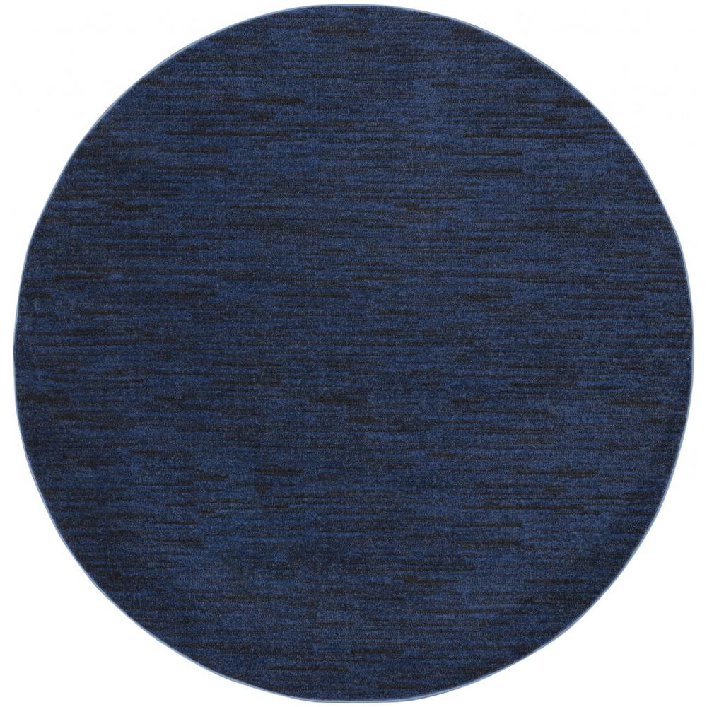 6' X 6' Midnight Blue Round Non Skid Indoor Outdoor Area Rug. Picture 1