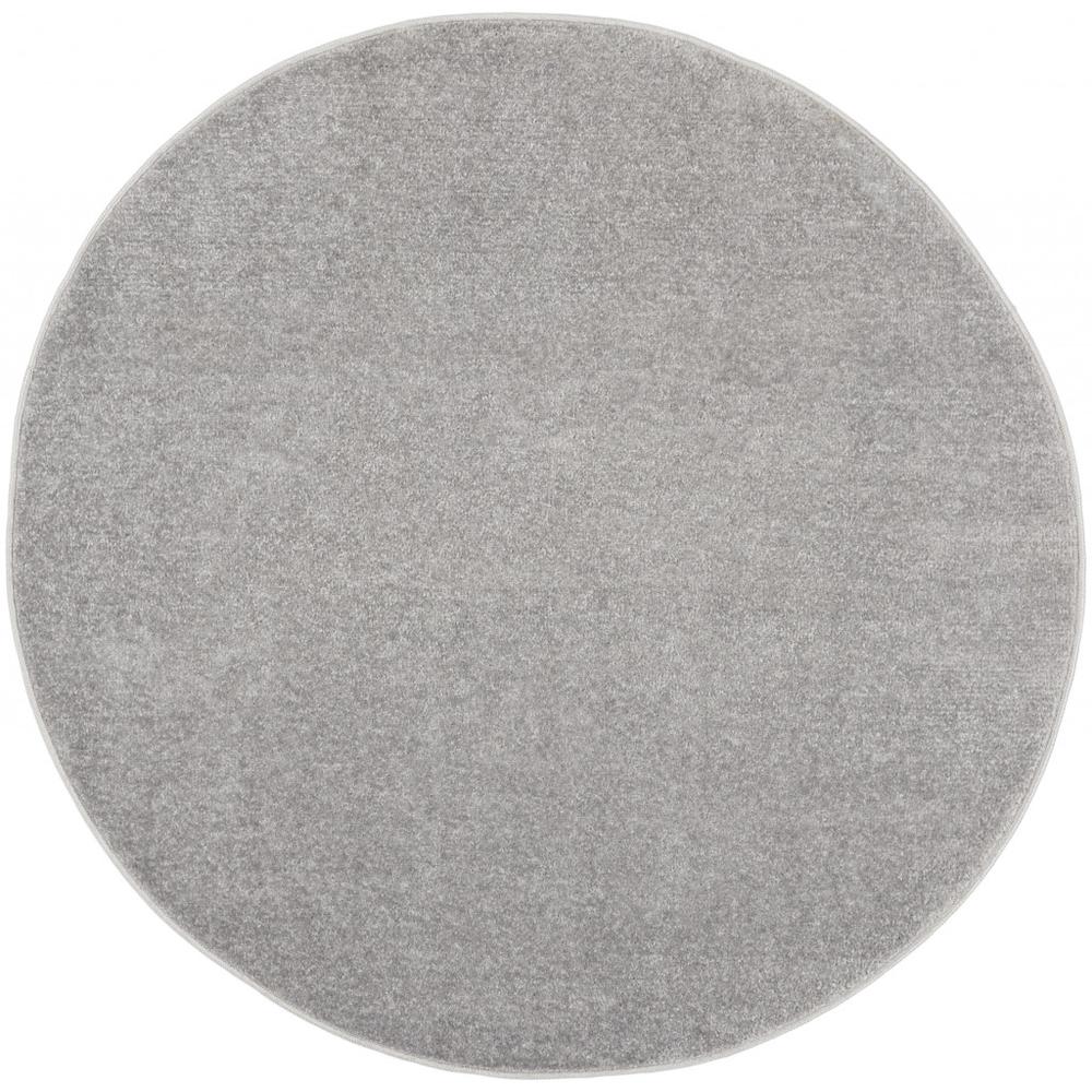 4' X 4' Silver Grey Round Non Skid Indoor Outdoor Area Rug. Picture 1