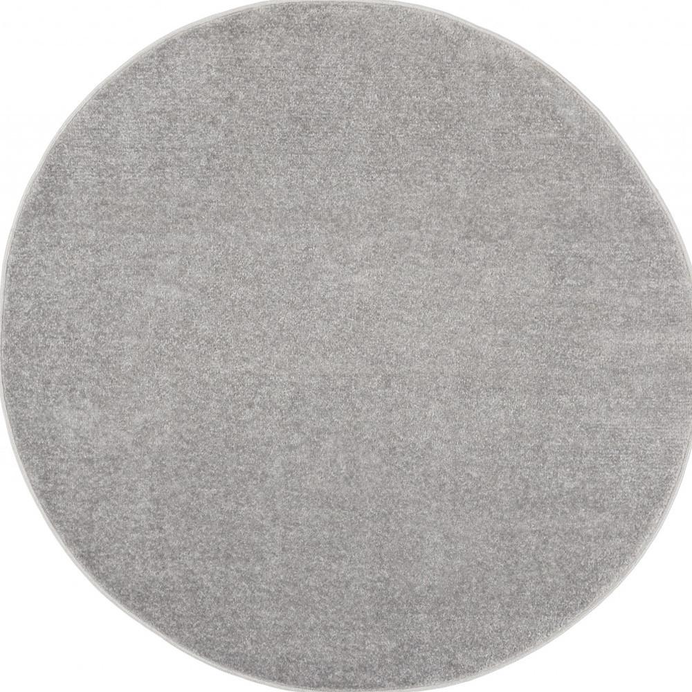 4' X 4' Silver Grey Round Non Skid Indoor Outdoor Area Rug. Picture 4