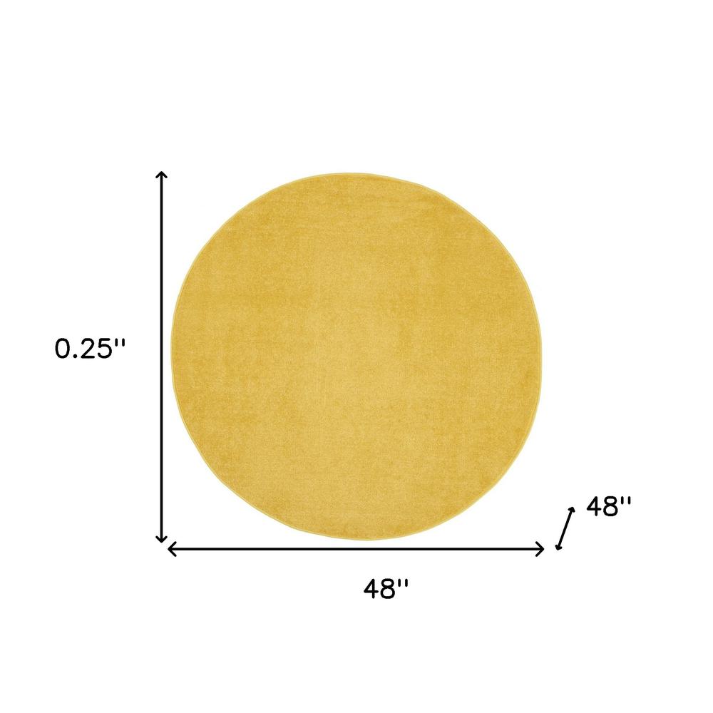 4' X 4' Yellow Round Non Skid Indoor Outdoor Area Rug. Picture 5