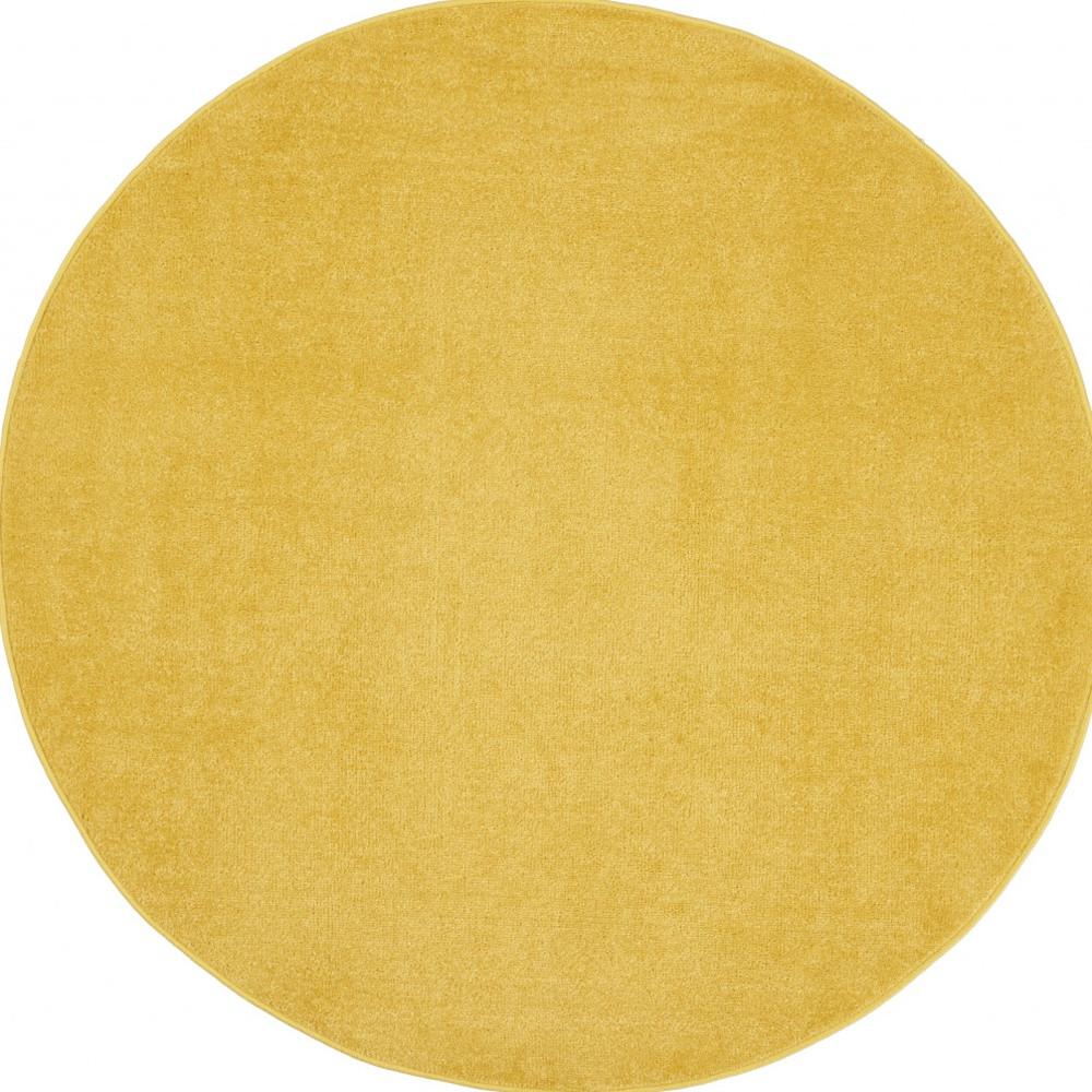 4' X 4' Yellow Round Non Skid Indoor Outdoor Area Rug. Picture 4