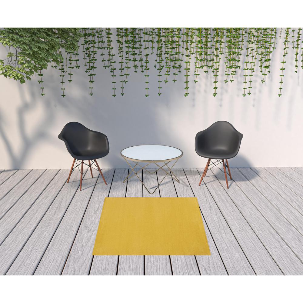 5' X 5' Yellow Square Non Skid Indoor Outdoor Area Rug. Picture 2