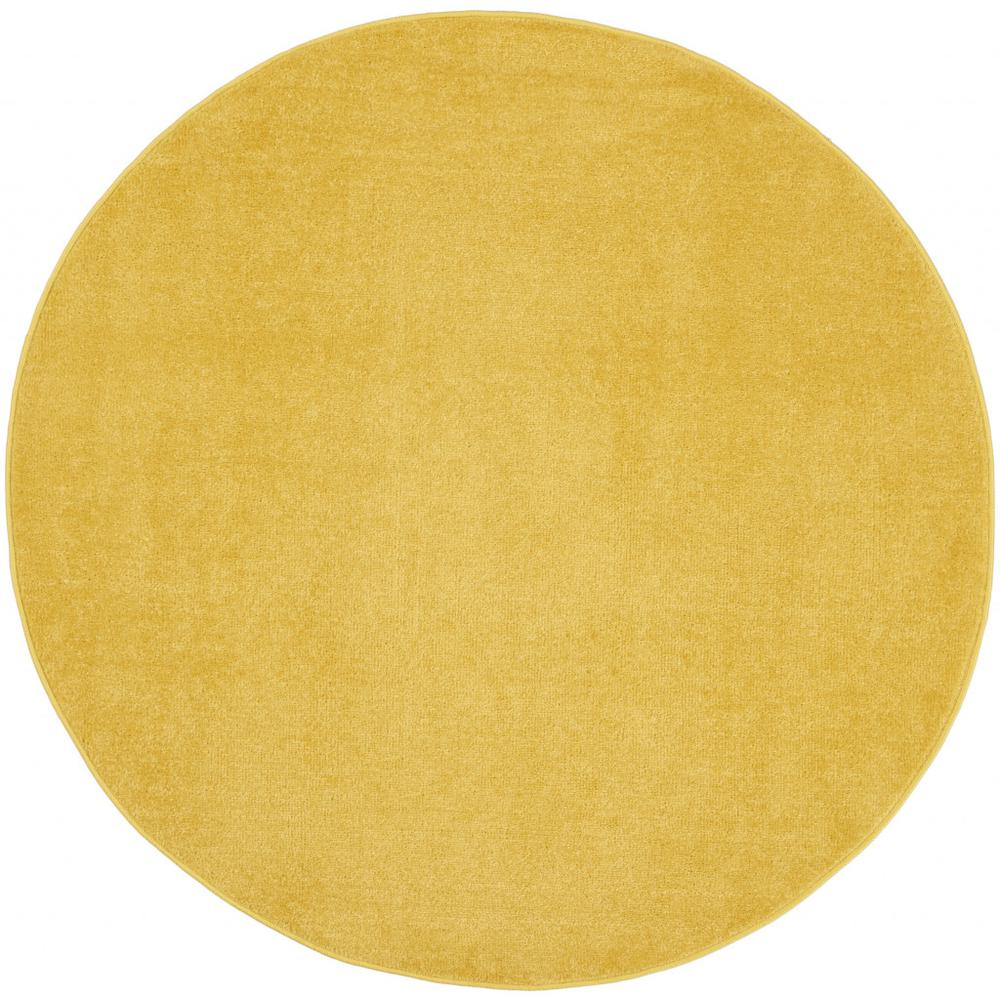 6' X 6' Yellow Round Non Skid Indoor Outdoor Area Rug. Picture 1