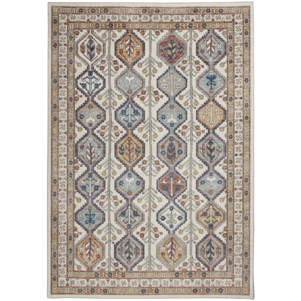 4' X 6' Ivory Southwestern Power Loom Non Skid Area Rug. Picture 1