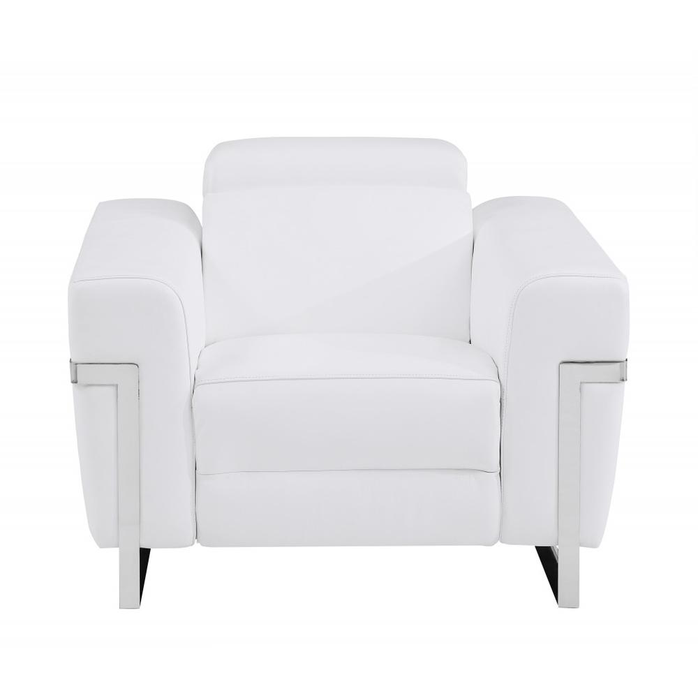 Three Piece Indoor White Italian Leather Six Person Seating Set. Picture 3