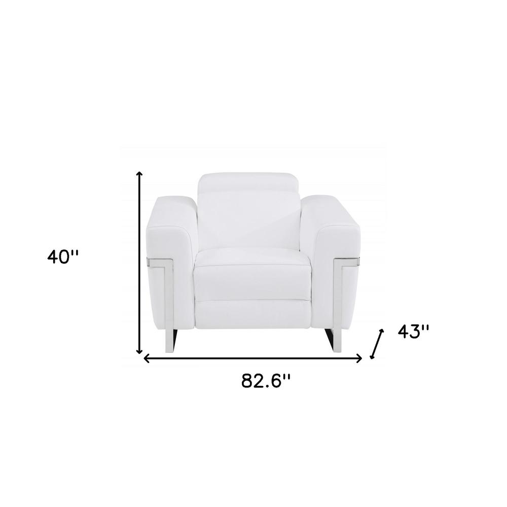 Three Piece Indoor White Italian Leather Six Person Seating Set. Picture 7