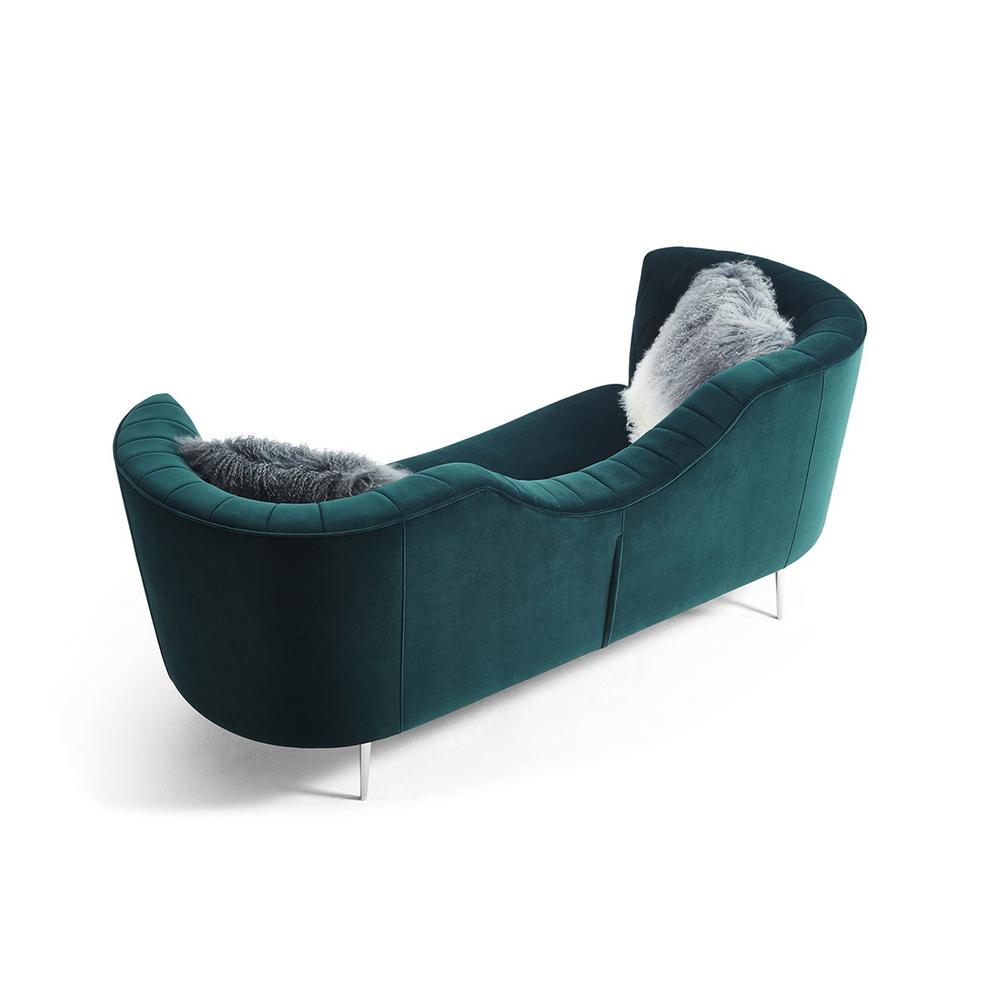 83" Green Two Person Curved Metal Legs Sofa Chaise. Picture 1