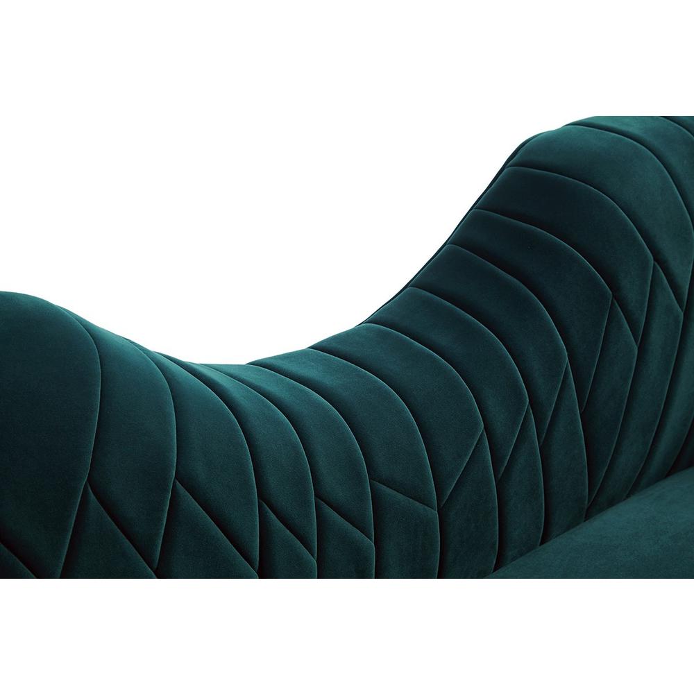 83" Green Two Person Curved Metal Legs Sofa Chaise. Picture 2