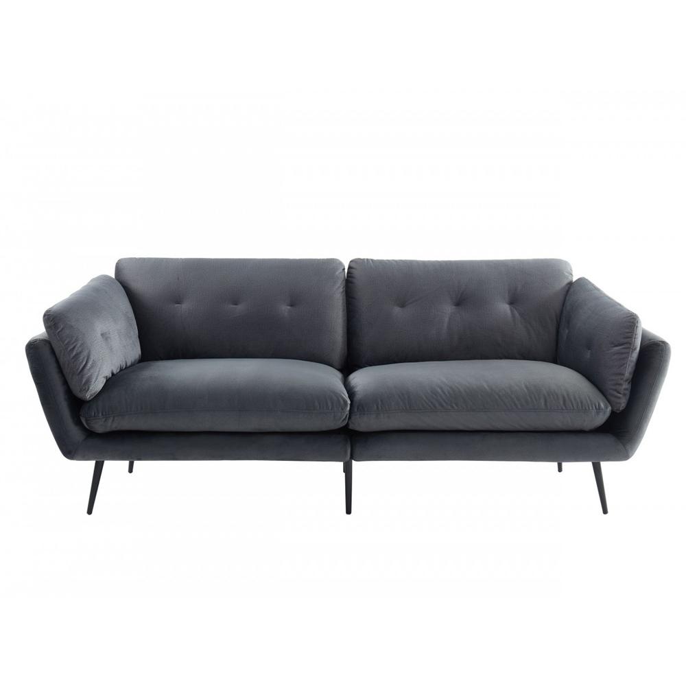 84" Dark Grey And Black Sofa. Picture 2
