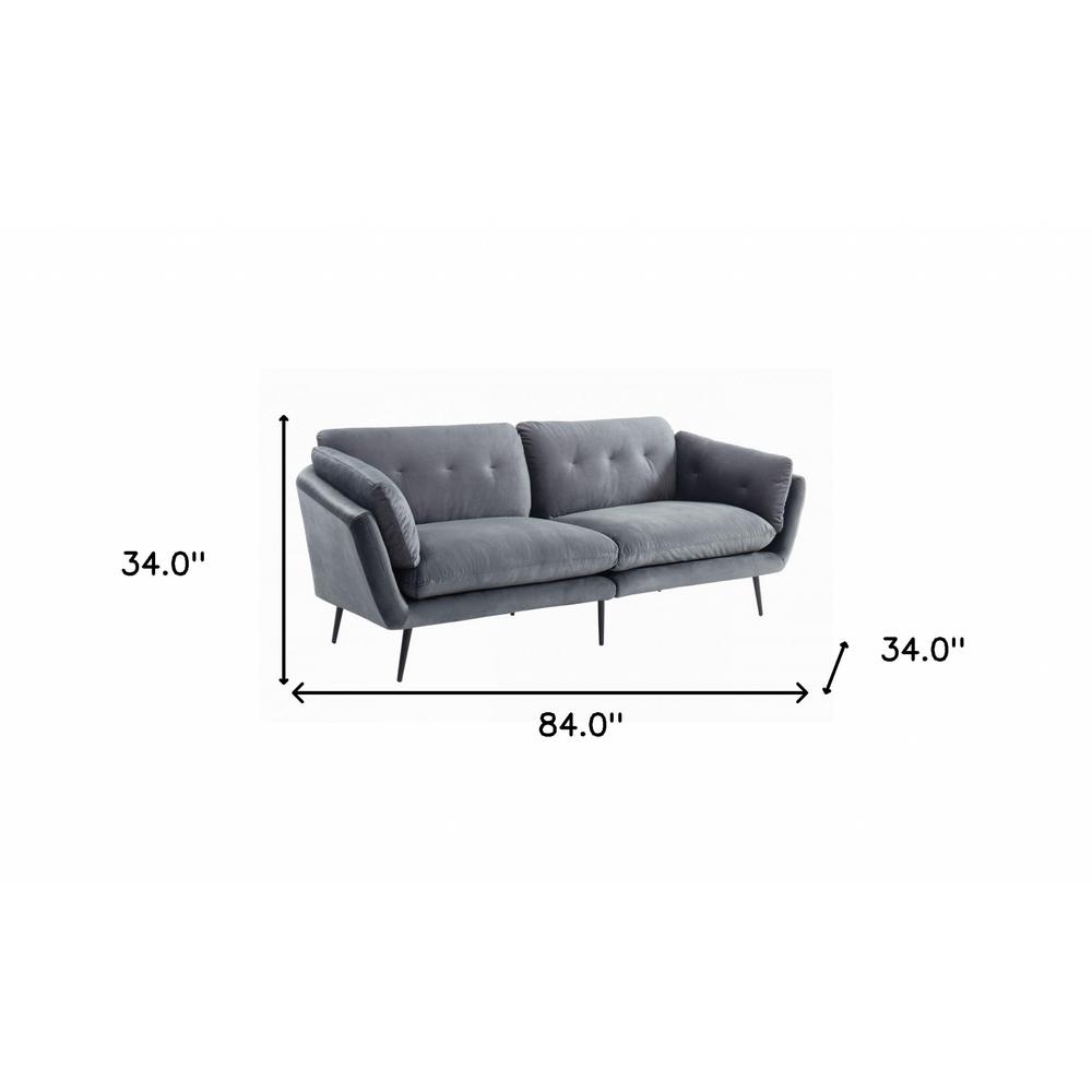 84" Dark Grey And Black Sofa. Picture 7
