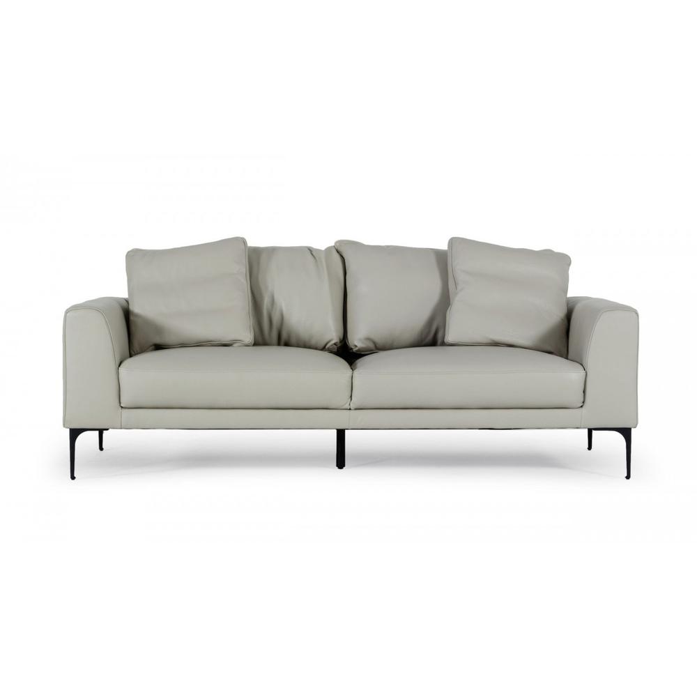Contemporary 87" Light Grey Leather Sofa. Picture 1
