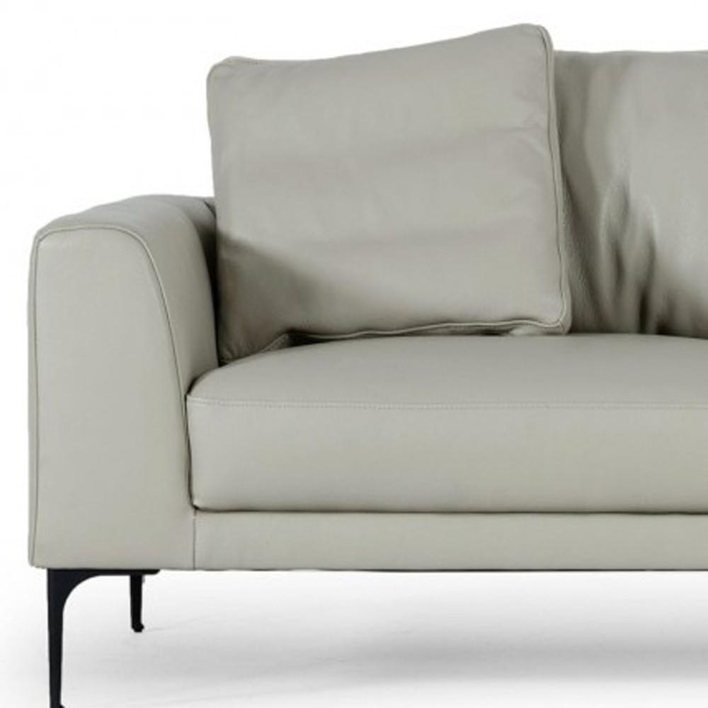 Contemporary 87" Light Grey Leather Sofa. Picture 4