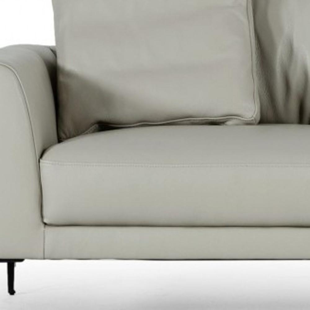 Contemporary 87" Light Grey Leather Sofa. Picture 5