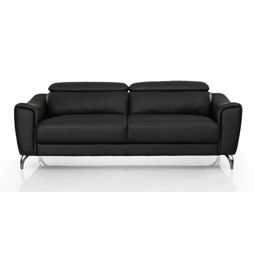 Urban 80" Black Leather Adjustable Headrest Sofa. Picture 4