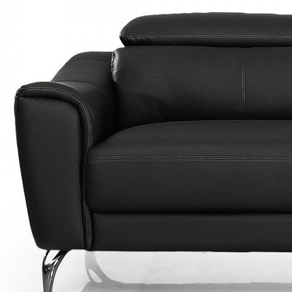 Urban 80" Black Leather Adjustable Headrest Sofa. Picture 5