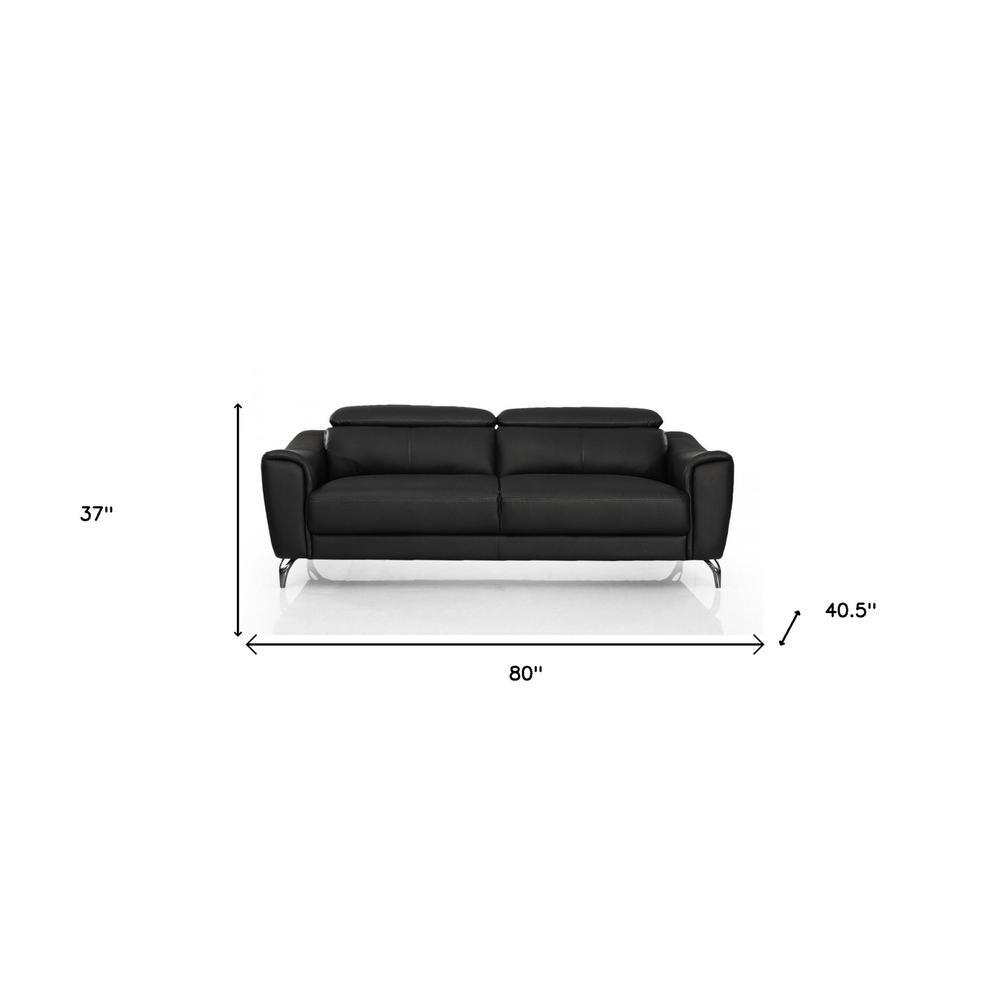 Urban 80" Black Leather Adjustable Headrest Sofa. Picture 7