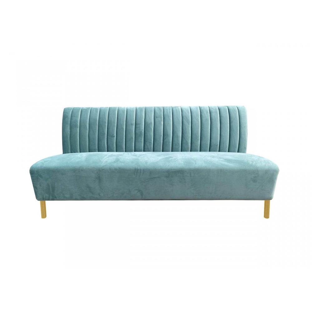 Stylish 71" Light Green Fabric And Gold Sofa. Picture 1