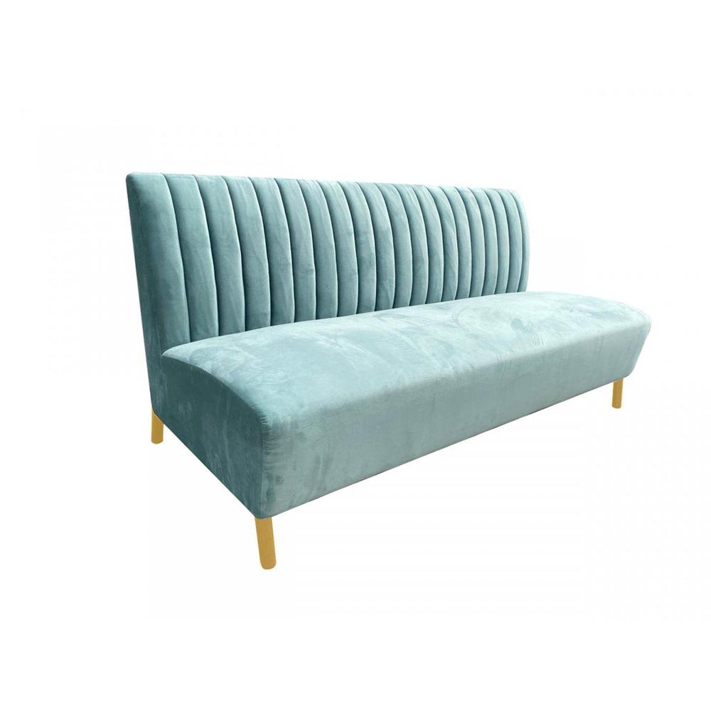 Stylish 71" Light Green Fabric And Gold Sofa. Picture 2