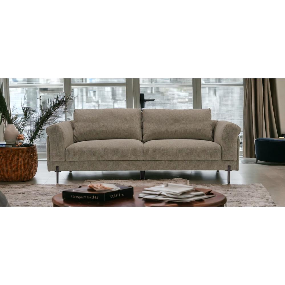 Contemporary 84" Tan Sofa With Two Cushions. Picture 9