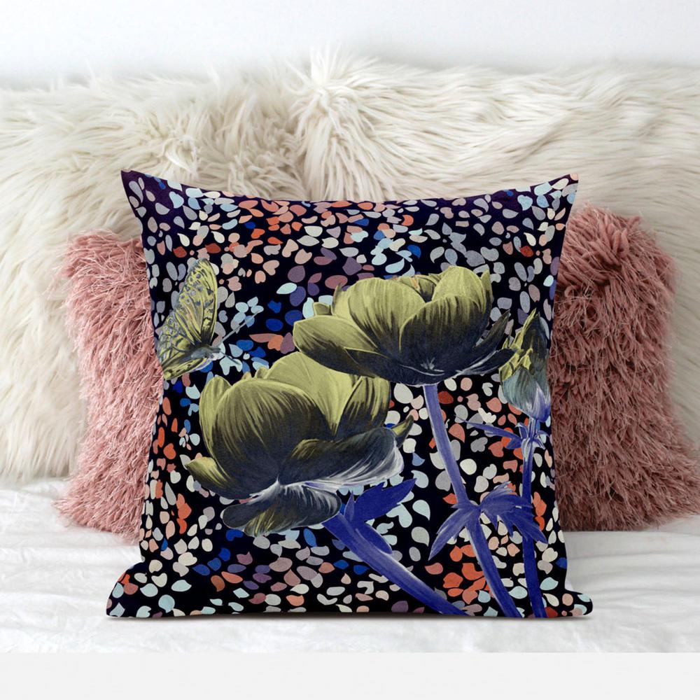 20" x 20" Yellow Butterfly Blown Seam Floral Indoor Outdoor Throw Pillow. Picture 3